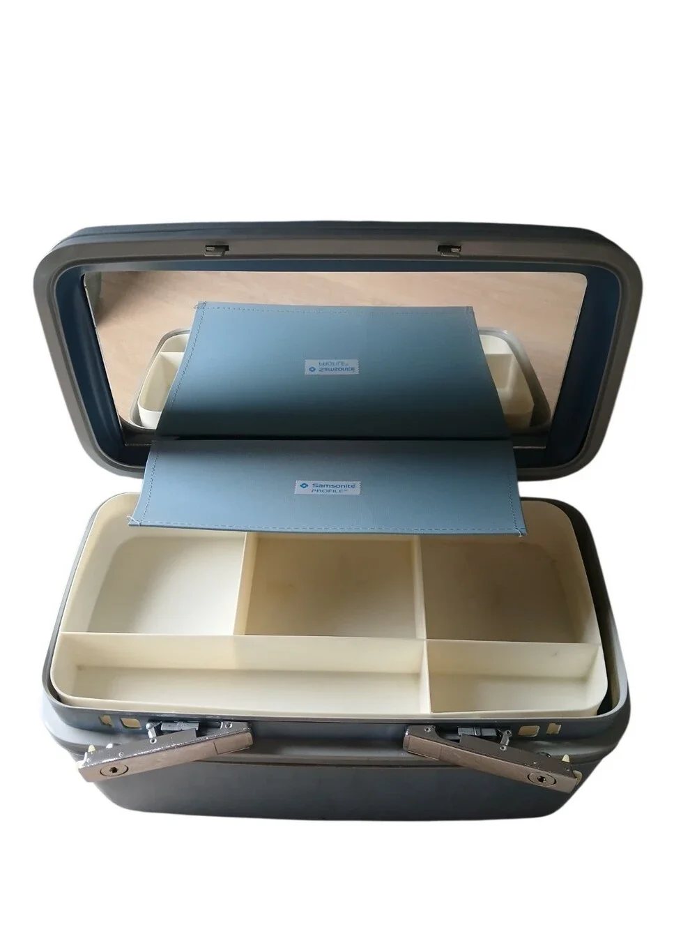 Samsonite Retro Luggage Style Vintage 50's Hard Case w/ Tray Blue Silver Tone
